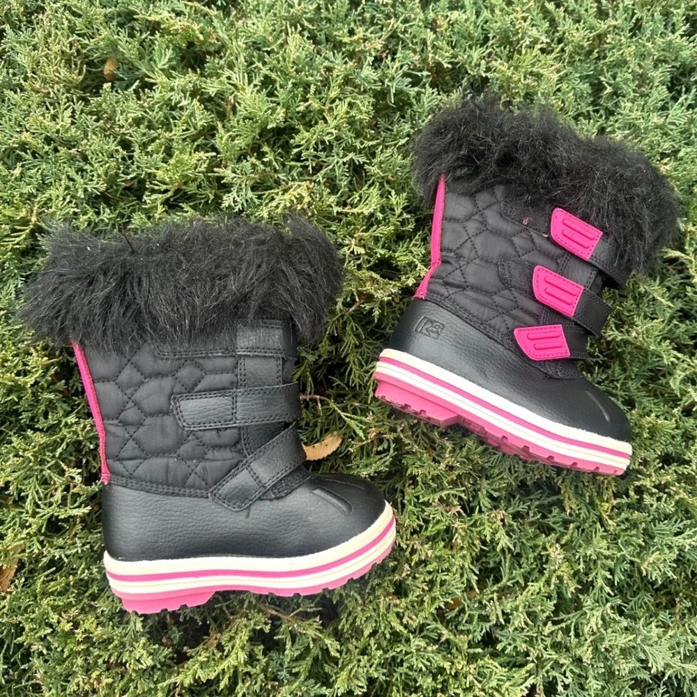 Rugged Outback Baby Girl Faux Fur Trimmed Snow Boots Size 5‎ Black
